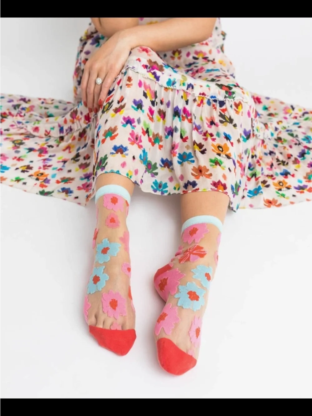 Sock Candy Ribbon Roses Sheer Ankle Sock. Price Firm.